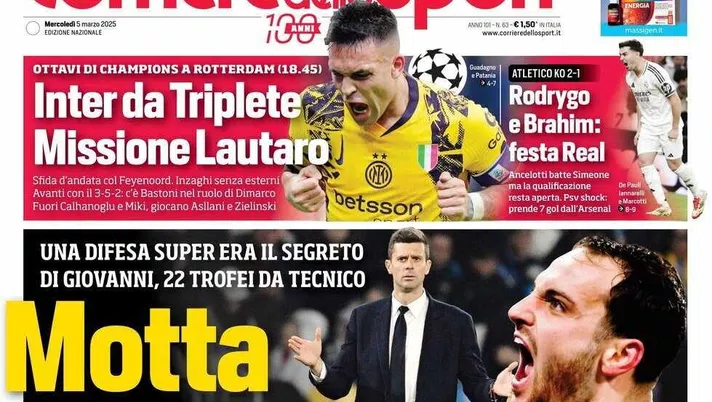 prima pagina corriere dello sport oggi