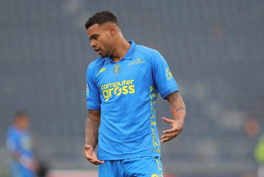 EMPOLI, ITALY - APRIL 20: Tino Anjorin of Empoli FC reacts during the Serie A match between Empoli and Venezia at Stadio Carlo Castellani on April 20, 2025 in Empoli, Italy. (Photo by Gabriele Maltinti/Getty Images)