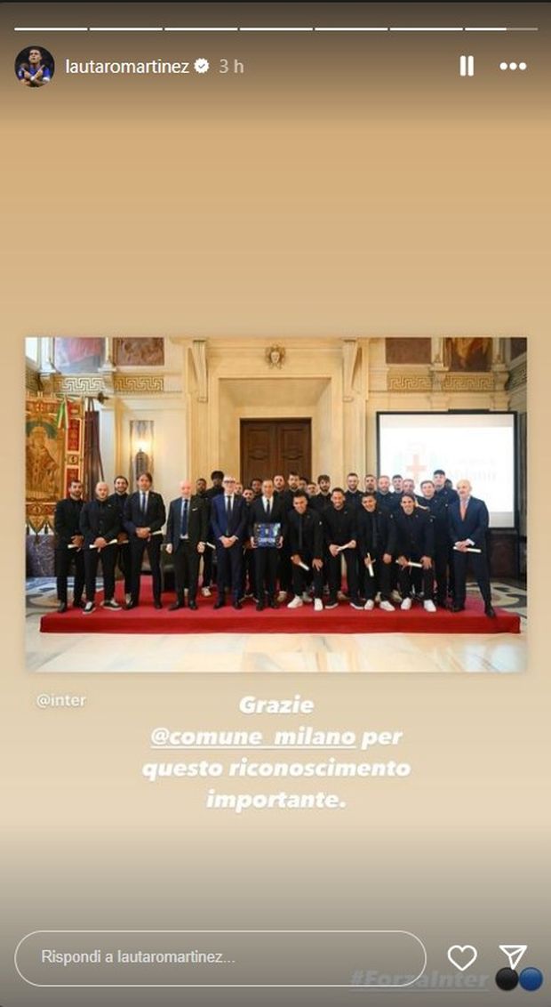 Ambrogino all’Inter, Lautaro sui social: “Grazie Milano per riconoscimento”- immagine 3