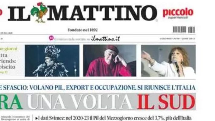 prima pagina il mattino oggi