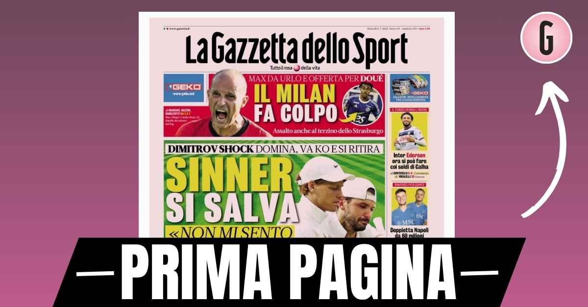 Prima pagina Gazzetta dello Sport: “Milan, offerta per Doué” Prima pagina Gazzetta dello Sport: “Milan, offerta per Doué”