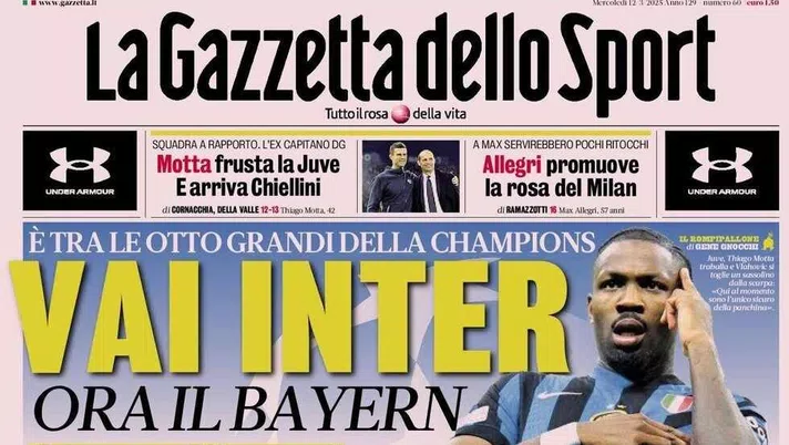 PRIMA PAGINA GAZZETTA DELLO SPORT OGGI: “Inzaghi al rinnovo, ci metto la firma”