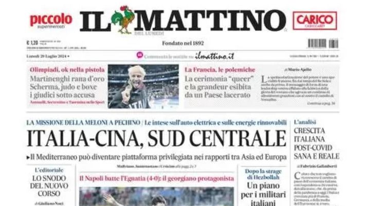 prima pagina il mattino oggi