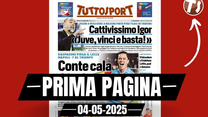 Prima pagina Tuttosport: 'Conte cala il Jack Scudetto'