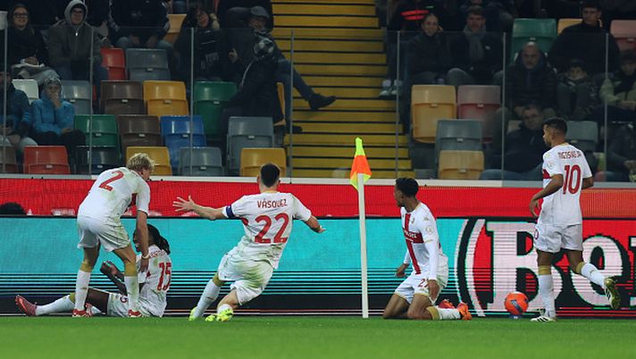 UDINE, ITALY - DECEMBER 08: Booke Norton Cuffy of Genoa celebrates his goal during the Serie A match between Udinese Calcio and Genoa CFC at Stadio Friuli on December 08, 2025 in Udine, Italy. (Photo by Image Photo Agency/Getty Images) Udinese-Genoa | Messias: “Possiamo ottenere migliori risultati…” Le parole - immagine 1