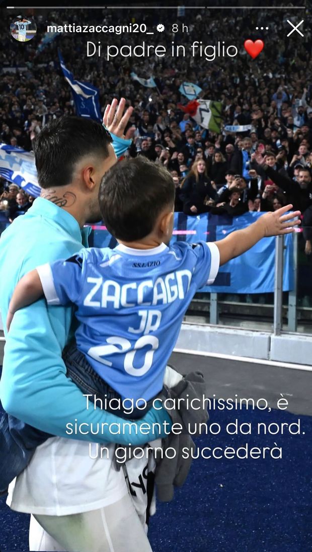 Lazio| “Di padre in figlio”, Zaccagni sotto la Curva col figlio Thiago – FOTO- immagine 2
