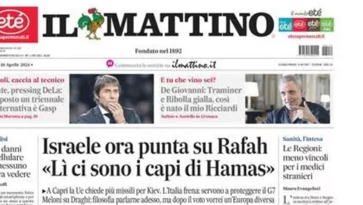 prima pagina il mattino oggi