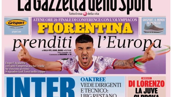 PRIMA PAGINA GAZZETTA DELLO SPORT OGGI: “Di Lorenzo, la Juve ci prova” PRIMA PAGINA GAZZETTA DELLO SPORT OGGI: “Inzaghi al rinnovo, ci metto la firma”