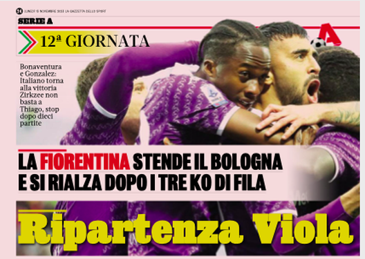 Fiorentina-Bologna, le aperture dei quotidiani- immagine 2