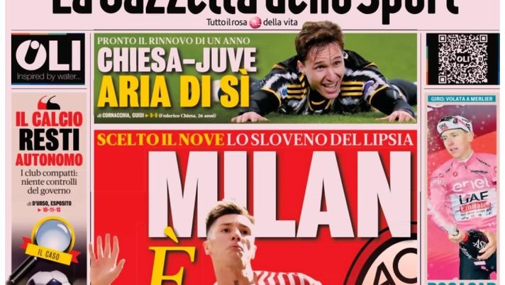PRIMA PAGINA GAZZETTA DELLO SPORT OGGI: “Inzaghi al rinnovo, ci metto la firma”