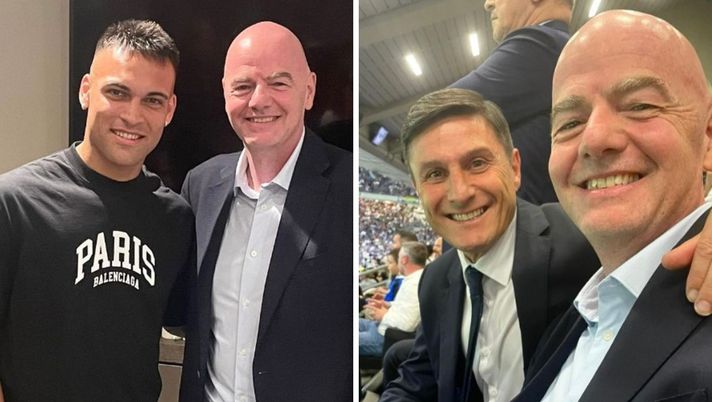 Inter-Cagliari, in tribuna Infantino: “Un piacere incontrare Zanetti e Lautaro” - immagine 1
