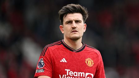 MANCHESTER, ENGLAND - APRIL 27: Harry Maguire of Manchester United looks on during the Premier League match between Manchester United and Burnley FC at Old Trafford on April 27, 2024 in Manchester, England. (Photo by Michael Regan/Getty Images) (Photo by Michael Regan/Getty Images)