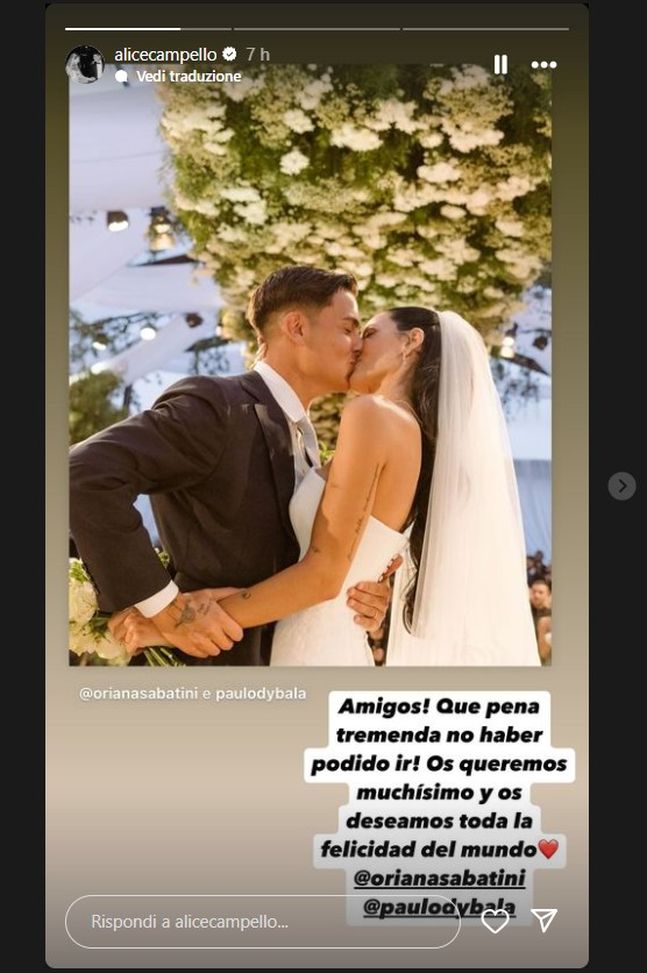 “Assenti alle nozze di Dybala e Oriana, pessimi amici”. Alice Morata replica così ad un hater- immagine 2