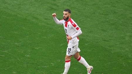 DORTMUND, GERMANY - JUNE 18: Georges Mikautadze of Georgia celebrates scoring his team's first goal during the UEFA EURO 2024 group stage match between Turkiye and Georgia at Football Stadium Dortmund on June 18, 2024 in Dortmund, Germany. (Photo by Kevin C. Cox/Getty Images)