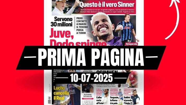 Prima pagina Corriere dello Sport: 'Juventus, Dodô spinge'
