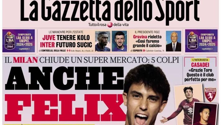 PRIMA PAGINA GAZZETTA DELLO SPORT OGGI: “Inzaghi al rinnovo, ci metto la firma”