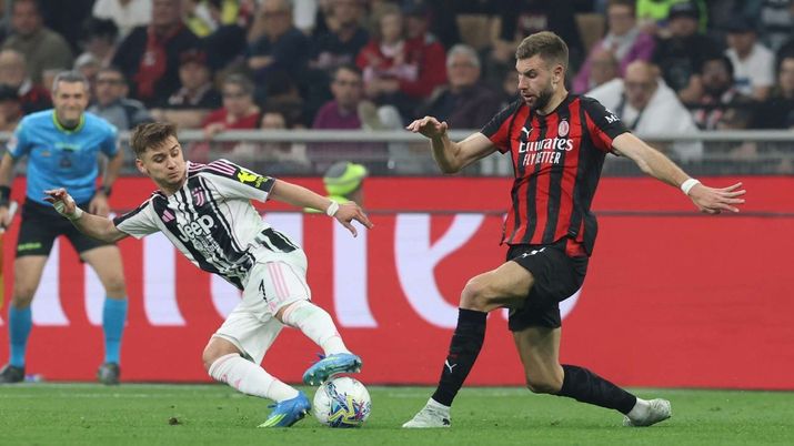Strahinja Pavlovic difensore AC Milan durante Milan-Juventus di Serie A