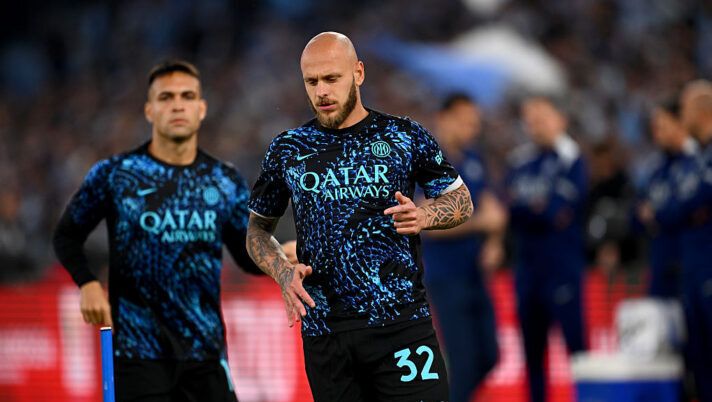 ROME, ITALY - MAY 13: Federico Dimarco of FC Internazionale during a training session ahead of the Coppa Italia 2025/26 Final football match between SS Lazio and FC Internazionale at Stadio Olimpico on May 13, 2026 in Rome, Italy. (Photo by Mattia Ozbot - Inter/Inter via Getty Images) Bologna-Inter, formazioni ufficiali: la scelta su Bastoni, Lautaro, Pio, Dimarco, Zielinski, Rowe e i portieri - immagine 1