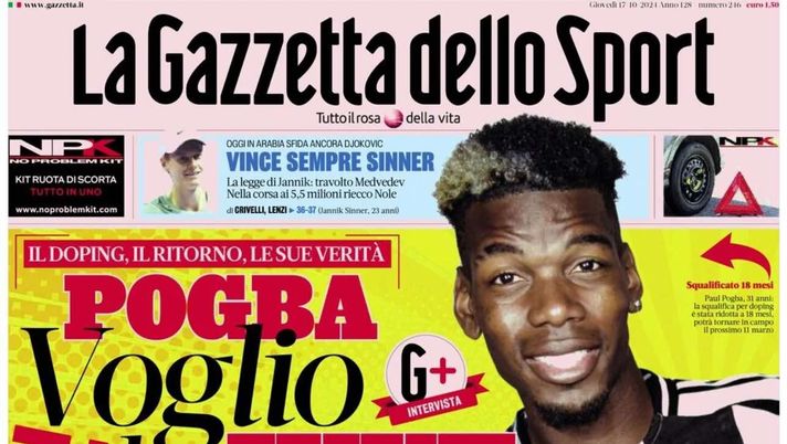 PRIMA PAGINA GAZZETTA DELLO SPORT OGGI: “Pogba: Voglio la Juve” PRIMA PAGINA GAZZETTA DELLO SPORT OGGI: “Inzaghi al rinnovo, ci metto la firma”