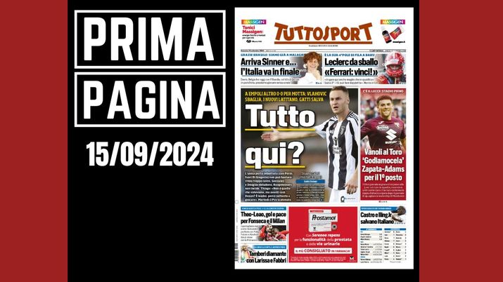 Prima pagina Tuttosport: Theo-Leao, gol e pace per Fonseca e il Milan