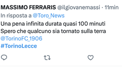 Torino-Lecce 0-0 le reazioni social: “Spero che qualcuno sia tornato sulla terra”.