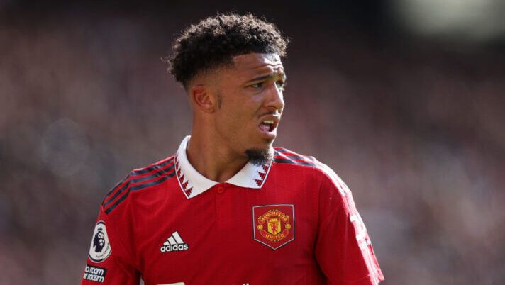 MANCHESTER, ENGLAND - MAY 28: Jadon Sancho of Manchester United during the Premier League match between Manchester United and Fulham FC at Old Trafford on May 28, 2023 in Manchester, England. (Photo by Matt McNulty/Getty Images) Romano: “Sancho piace alla Juventus, ma un problema è questo” - immagine 1