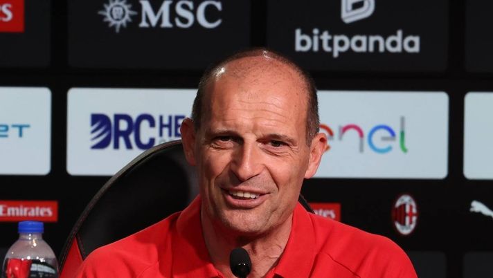 Massimiliano Allegri (allenatore AC Milan), qui durante una conferenza stampa con i rossoneri a Milanello | Milan News (Getty Images) Allegri: 'Forse non siamo stati troppo bravi per essere più vicini all'Inter'