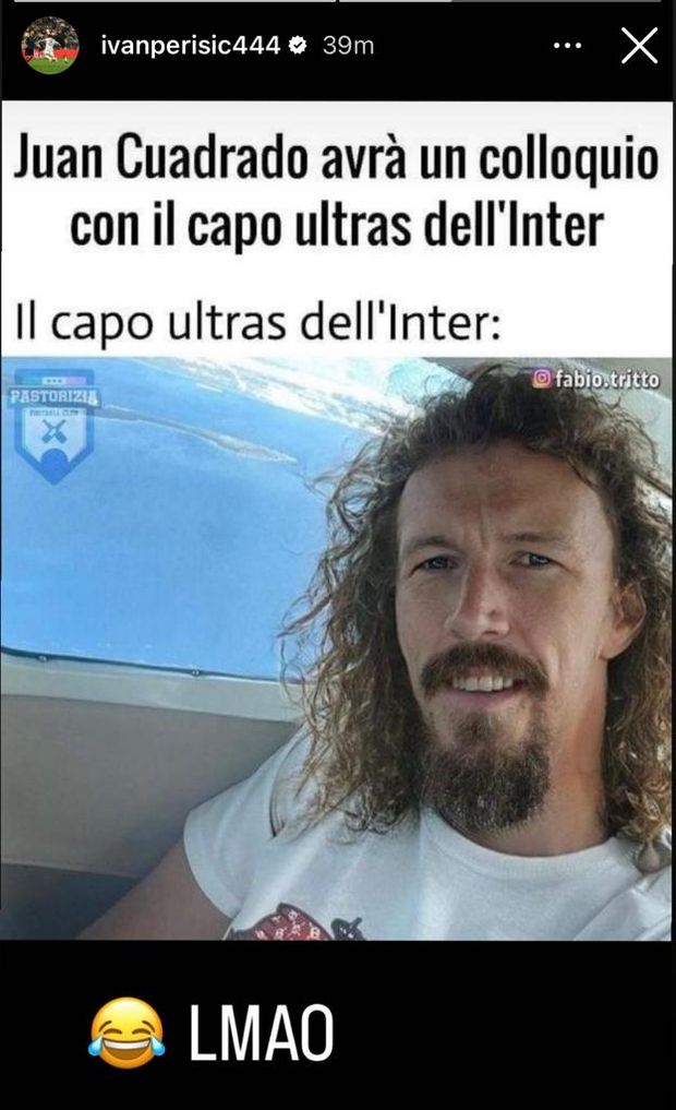 Perisic-Cuadrado, il croato condivide il meme di lui in versione capo ultras Inter: risate- immagine 3