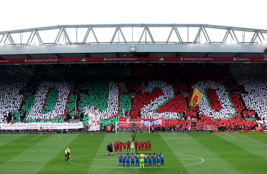 La coreografia dei tifosi del Liverpool dedicata a Diogo Jota, Anfield 15 agosto 2025. (Photo by Michael Steele/Getty Images) Liverpool-Bournemouth: il bigliettino da visita della nuova stagione di Premier League- immagine 2