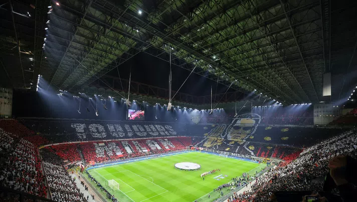Coreografia stadio San Siro Curva Sud Milano AC Milan Milan-PSG 2-1 Champions League 2023-2024