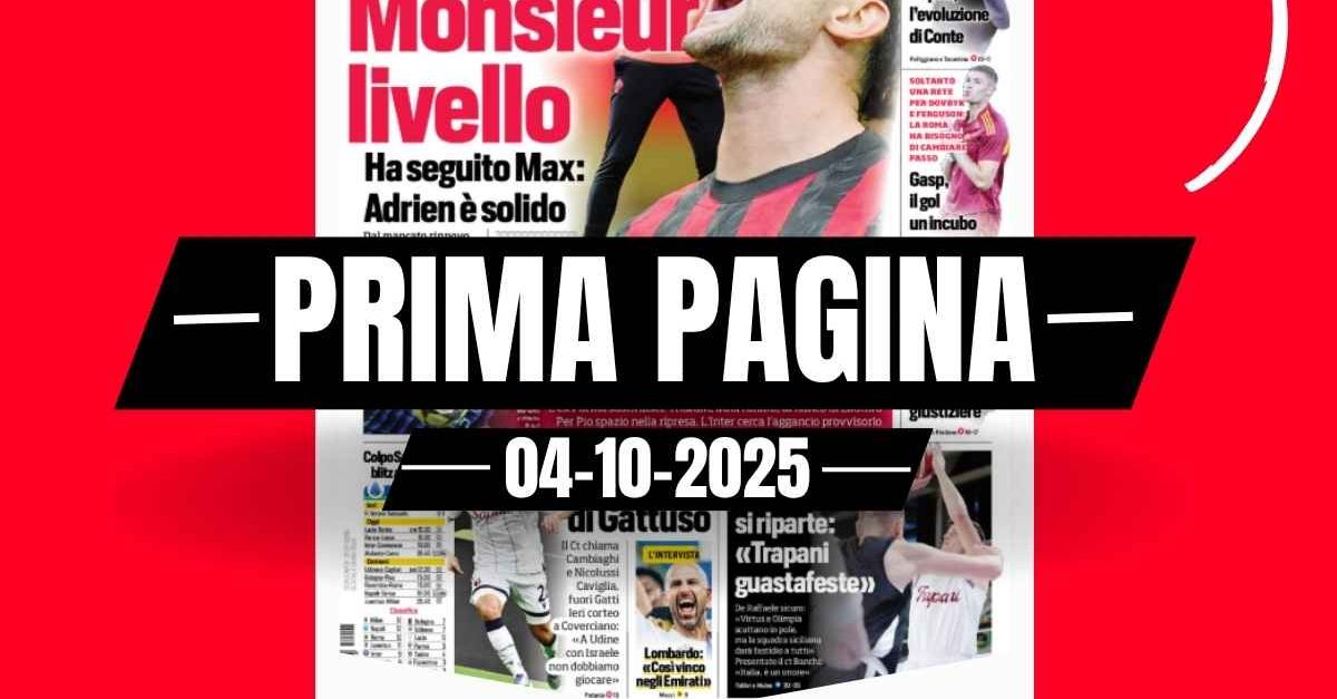 Prima pagina Corriere dello Sport: Juventus e Milan. Rabiot al centro. Monsieur livello