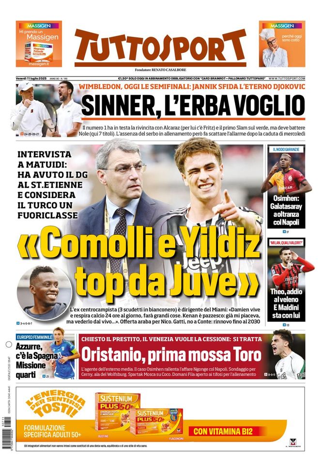 Prima Pagina Tuttosport 11 luglio