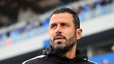 SASSUOLO, ITALY - DECEMBER 06: Fabio Grosso, Head Coach of US Sassuolo Calcio, looks on prior to the Serie A match between US Sassuolo Calcio and ACF Fiorentina at Mapei Stadium Citta del Tricolore on December 06, 2025 in Sassuolo, Italy. (Photo by Alessandro Sabattini/Getty Images)