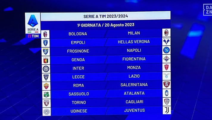 Calendario Serie A 2023-24: alla prima Frosinone-Napoli, poi Sassuolo e Lazio in casa Calendario Serie A 2023-24: alla prima Frosinone-Napoli, poi Sassuolo e Lazio in casa - immagine 1