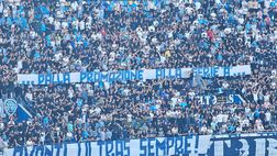 Cori della Curva B e striscione: “Dalla promozione alla Serie A, avanti ultras!”