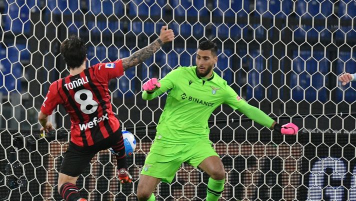 ROME, ITALY - APRIL 24: Sandro Tonali of AC Milan scores a second goal during the Serie A match between SS Lazio and AC Milan at Stadio Olimpico on April 24, 2022 in Rome, Italy. (Photo by Marco Rosi - SS Lazio/Getty Images) Tommaso Turci partita più emozionante