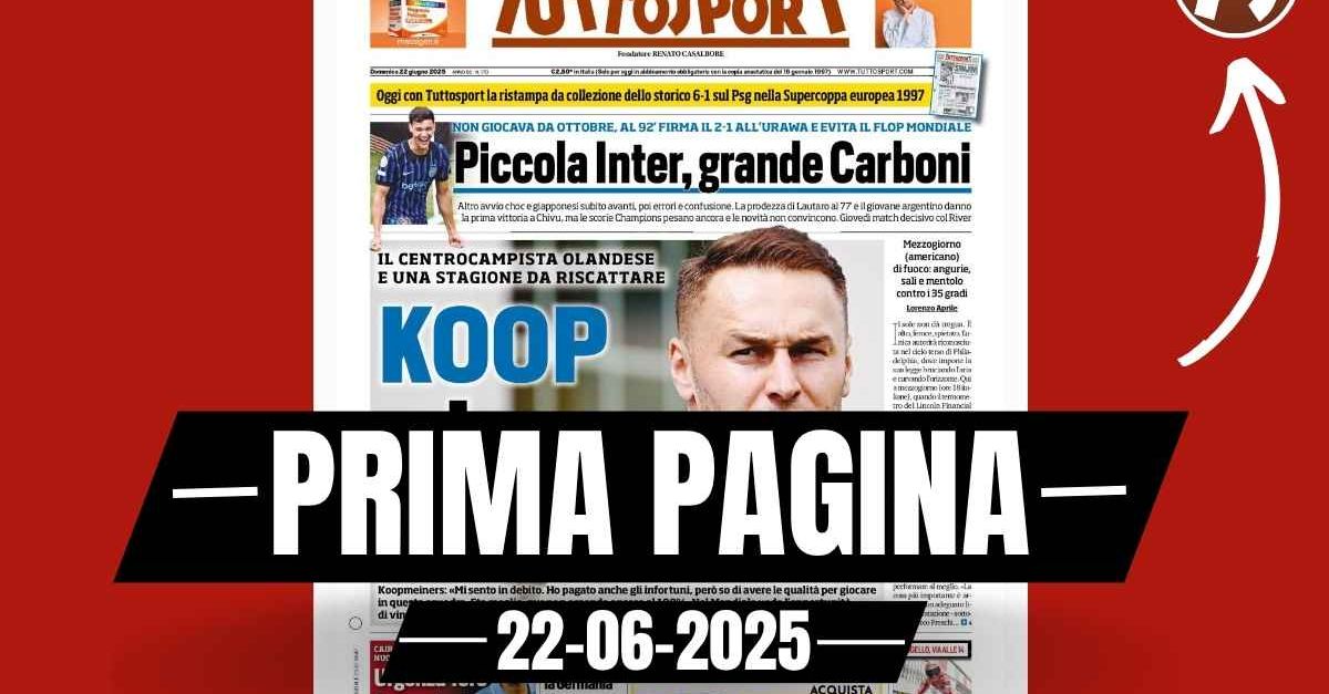 Prima pagina Tuttosport: “Koopmeiners: ‘Juve, ti ripagherò Prima pagina Tuttosport: “Koopmeiners: ‘Juve, ti ripagherò