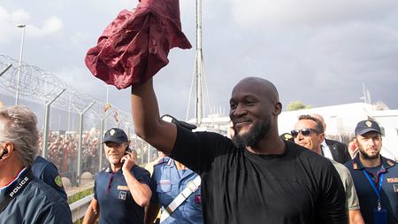 ROME, ITALY - AUGUST 29: AS Roma new signing Romelu Lukaku is seen during his arrival at Ciampino Airport on August 29, 2023 in Rome, Italy. (Photo by Luciano Rossi/AS Roma via Getty Images)