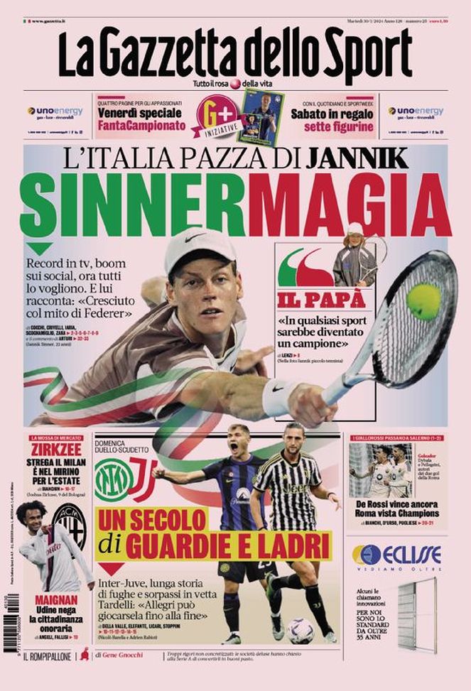 Gazzetta Dello Sport 23 Août 1993 - Milan Supercoppa Italiana, Baggio, Reggiani