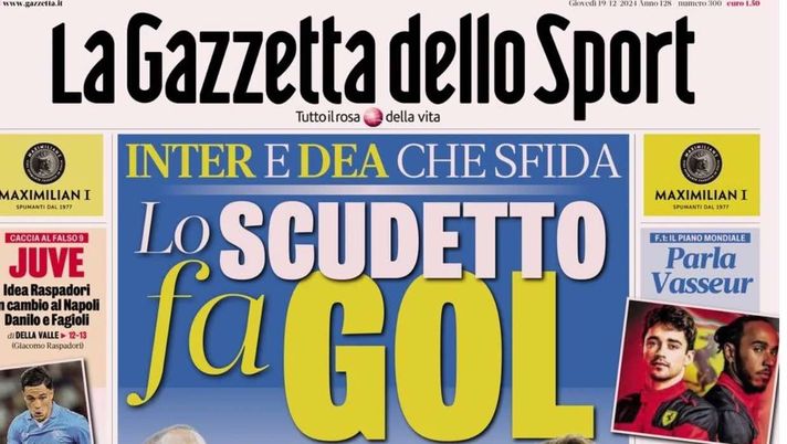 PRIMA PAGINA GAZZETTA DELLO SPORT: “Juve, idea Raspadori. In cambio al Napoli Danilo e Fagioli” PRIMA PAGINA GAZZETTA DELLO SPORT OGGI: “Inzaghi al rinnovo, ci metto la firma”
