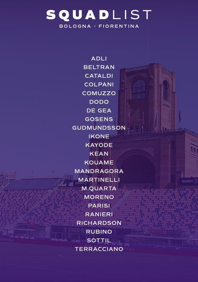 Fiorentina, i convocati per Bologna: la decisione su Cataldi. Due assenti- immagine 2