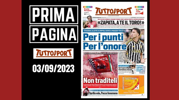 Prima pagina Tuttosport: 'Per i punti, per l'onore'