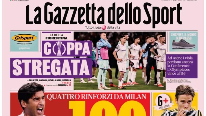 PRIMA PAGINA GAZZETTA DELLO SPORT OGGI: “Cento milioni per Fonseca” PRIMA PAGINA GAZZETTA DELLO SPORT OGGI: “Inzaghi al rinnovo, ci metto la firma”