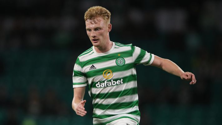 GLASGOW, SCOTLAND - SEPTEMBER 23: Liam Scales makes his debut for Celtic during the Premier Sports Cup Quarter-Final match between Celtic FC and Raith Rovers at Celtic Park on September 23, 2021 in Glasgow, Scotland. (Photo by Ian MacNicol/Getty Images) Liam Scales