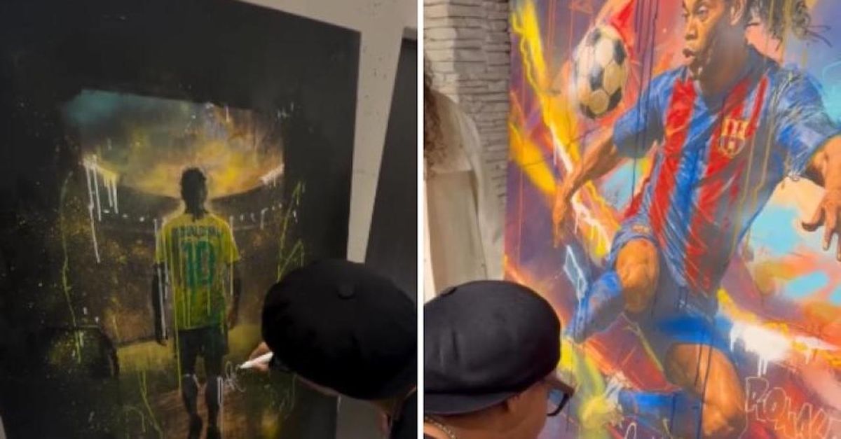 Ronaldinho in una mostra: dal Brasile al Barcellona, le opere d’arte | VIDEO