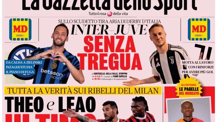 PRIMA PAGINA GAZZETTA DELLO SPORT OGGI: “Inzaghi al rinnovo, ci metto la firma”