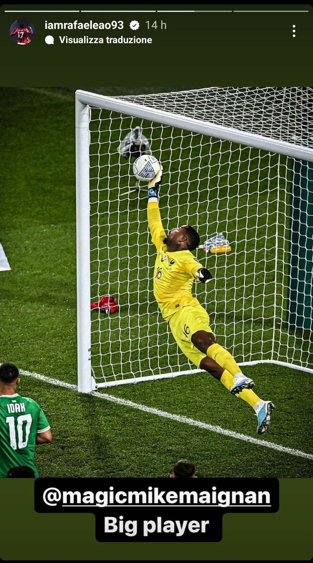 Mike Maignan, portiere del Milan (foto storia instagram Leao)