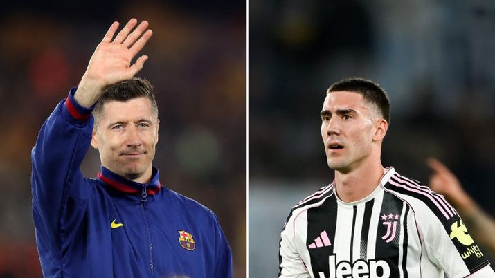 Robert Lewandowski e Dusan Vlahovic, obiettivi calciomercato Milan