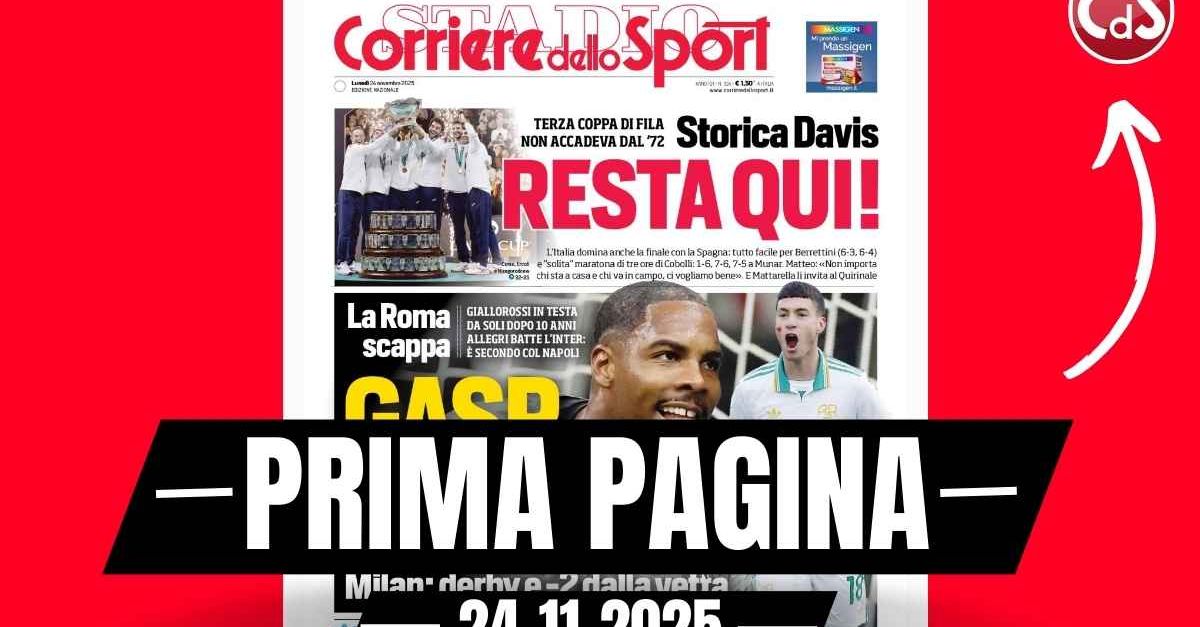 Prima pagina Corriere dello Sport: “Milan, derby e – 2 dalla vetta. Pulisic spinge Max”