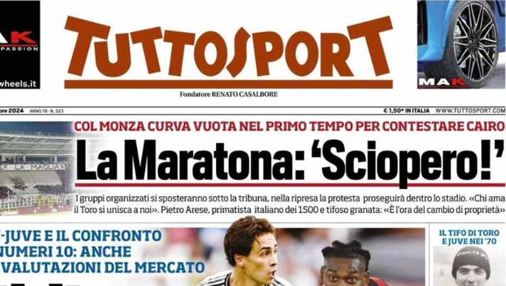 PRIMA PAGINA TUTTOSPORT OGGI: “L’Italia tenta Cherki, l’asso dell’Under 21 francese” - immagine 1